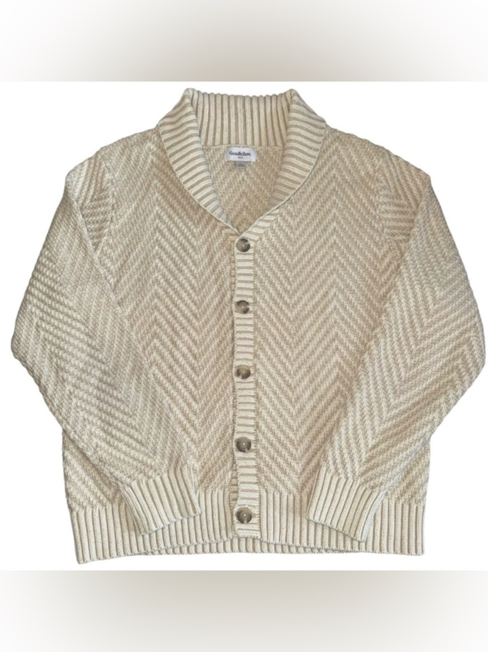 Goodfellow Shawl Cardigan Sweater Mens Large Cream Chunky Knit Button NWOT